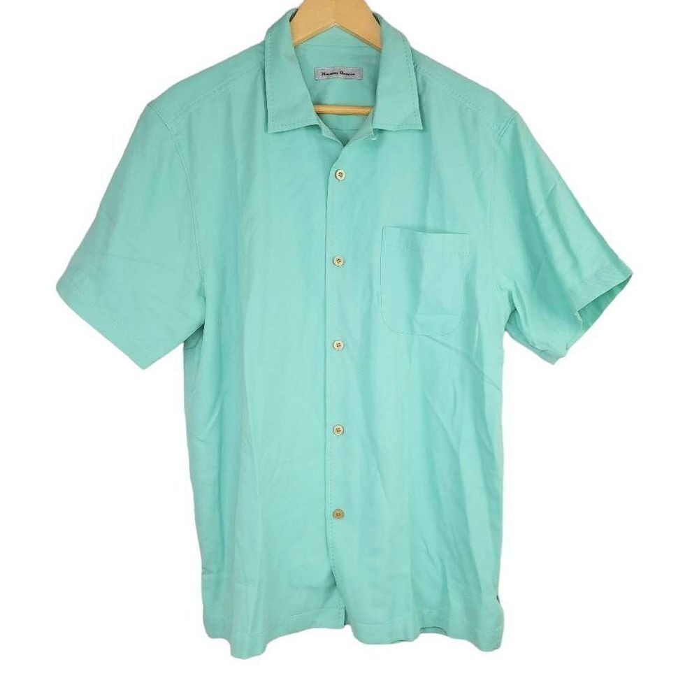 Havana Breeze Men's Solid Button-down Shortsleeves Top Size M